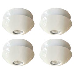 Postmodern White Metal Set of Four Flush Mounts by Blauet, Barcelona, 1980s