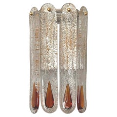 Applique in vetro di Murano ambrato della metà del secolo scorso di Mazzega Murano, anni '70