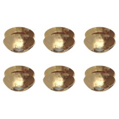 Postmodern Gold Metal Set of Six Flush Mounts by Blauet, Barcelona, 1980s