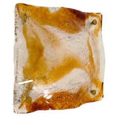 Italian Midcentury Amber Murano Glass Wall Sconce by Mazzega, 1970s