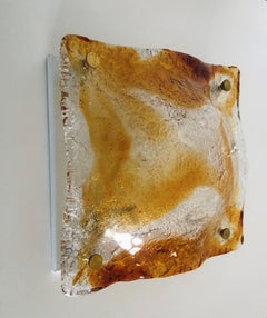 Italian Midcentury Amber Murano Glass Wall Sconce by Mazzega, 1970s