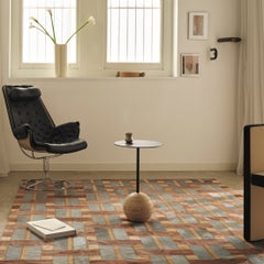Alfombra Cestino rectangular pequeña, de color azul claro, con un llamativo diseño geométrico