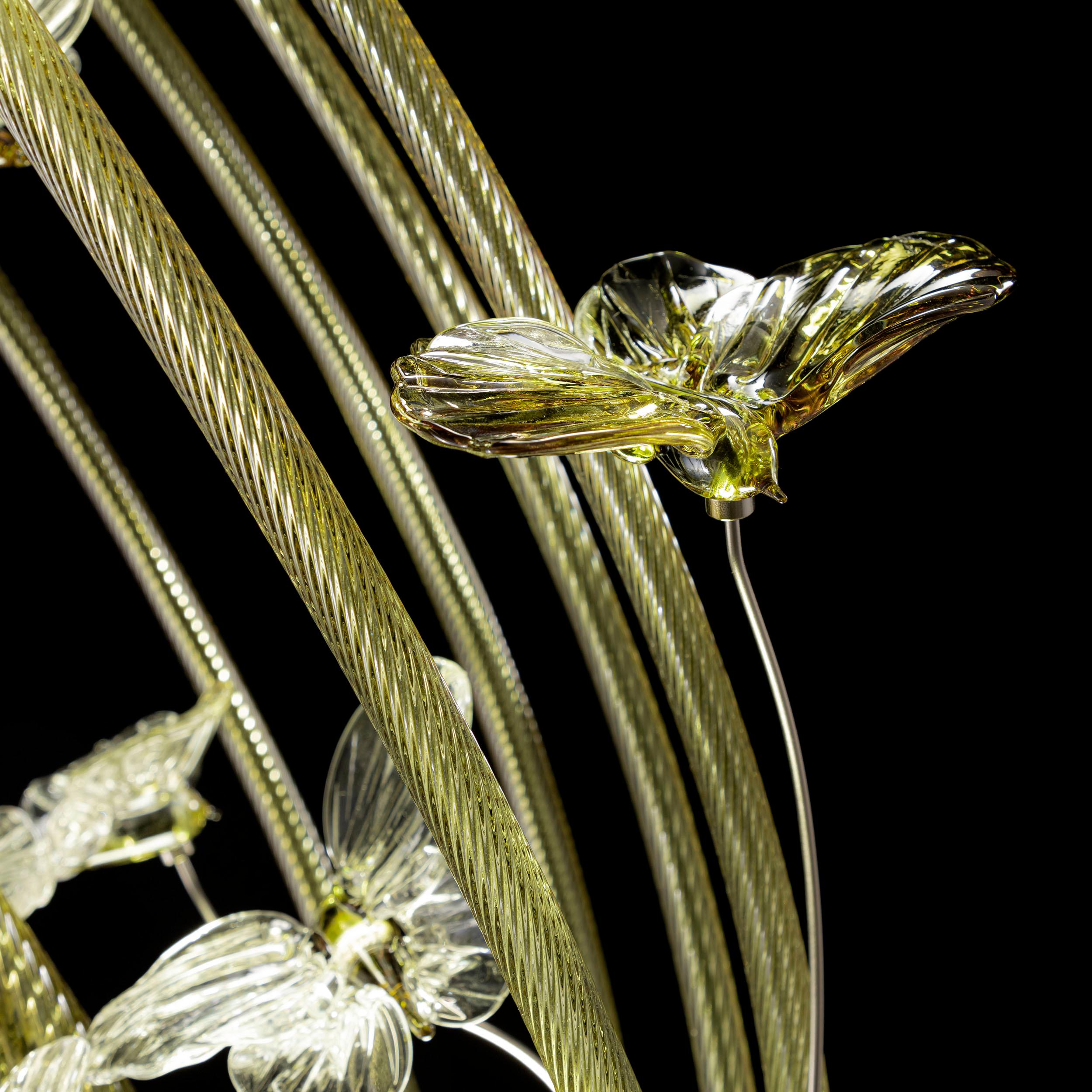 Italiano Lampada a sospensione di design Cage with butterflies Green Murano Glass di Multiforme in vendita