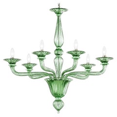 Lampadario su misura a 6 bracci, colore verde chiaro