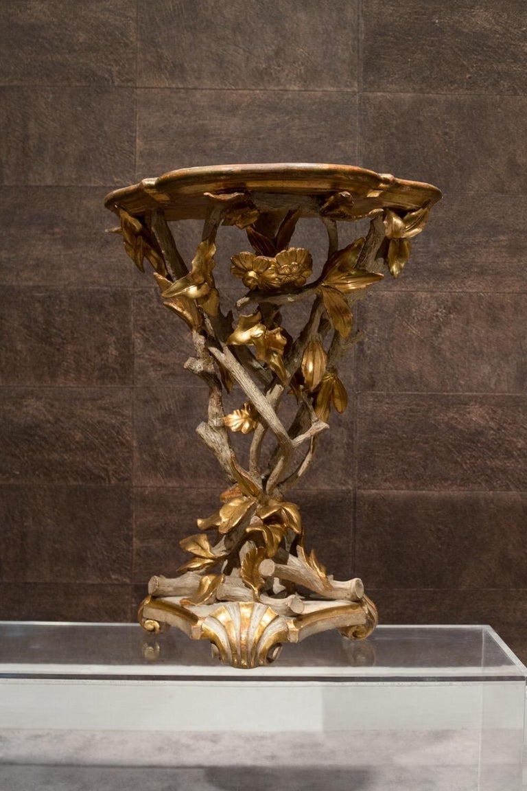 Rococo Gilded and Lacquered Italian Pair of Gueridon, Early 19th ...