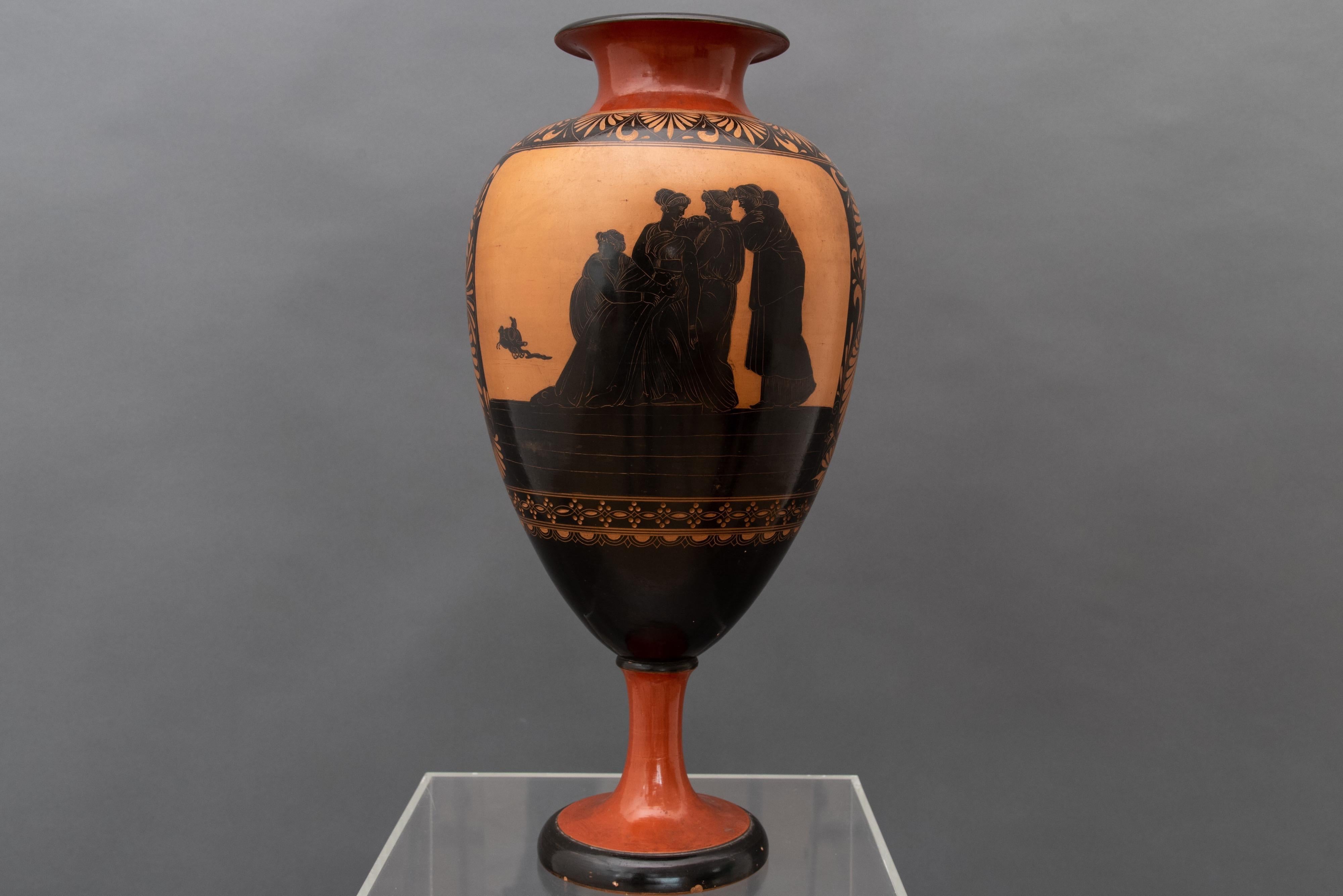 Italian Credited Giustiniani Large Redware Neoclassical Terracotta Vase, 1840