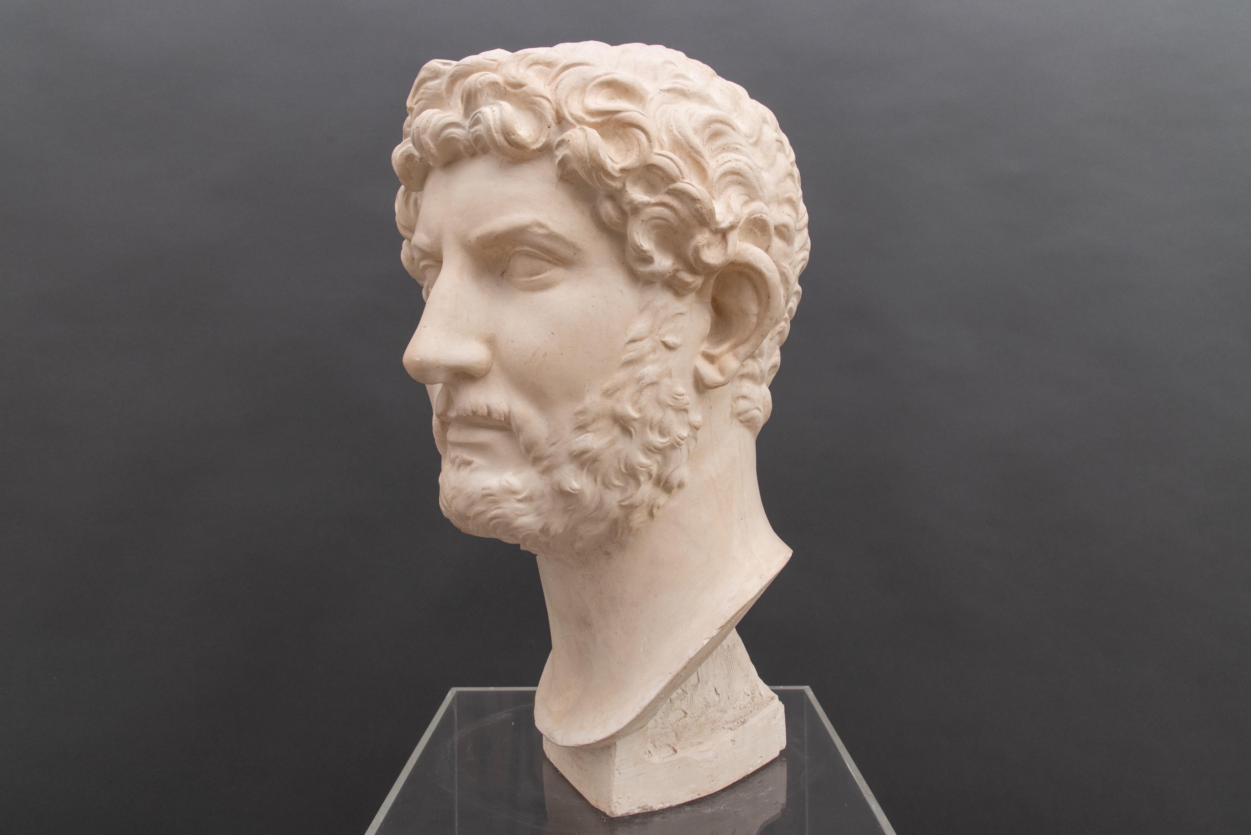 Mid-19th Century White Italian Neoclassical Plaster Bust Hadrian, 1860 11