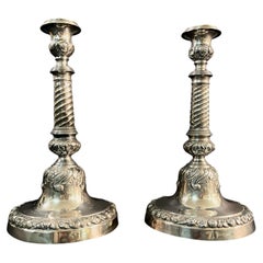 Pair of XIX Century Italian Sterling Silver Stamped Candlesticks