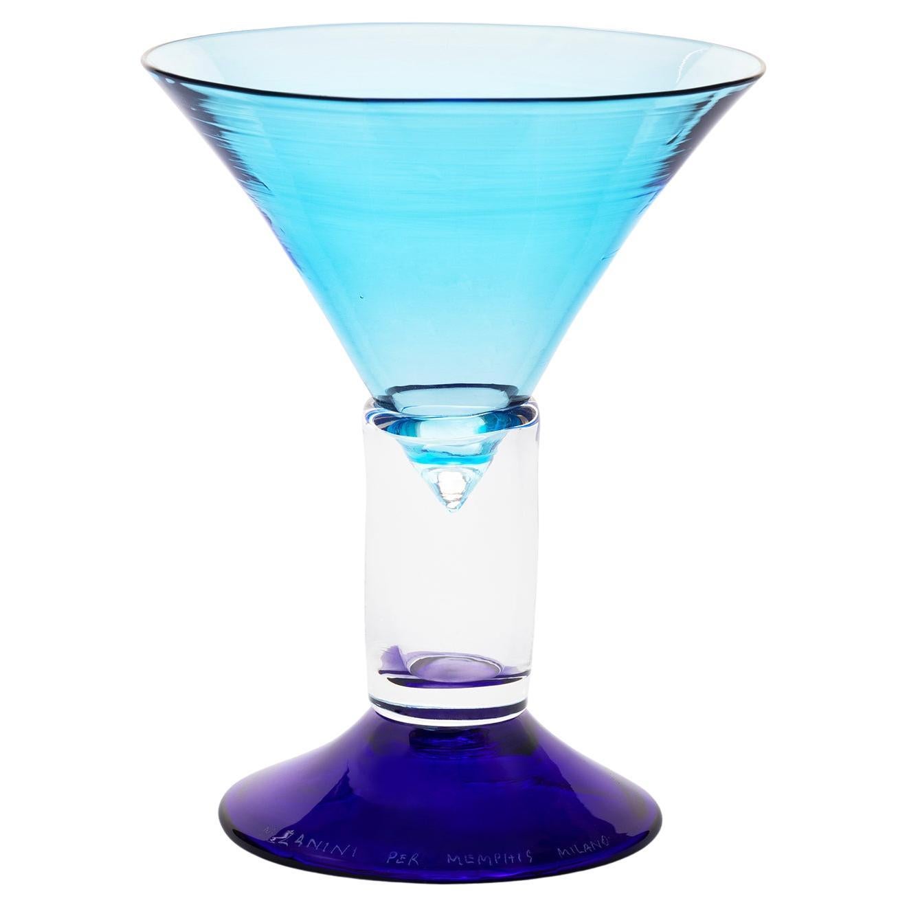CASSIOPEA Glass in Clear and Blue by Marco Zanini for Memphis Milano collection For Sale