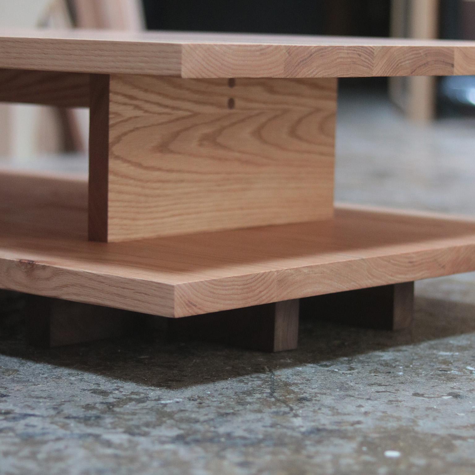 Minimalist Burke Coffee Table In Oak With Walnut Details For Sale