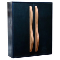 Alnayliu Cabinet With Leather Doors And Lacquer Finish