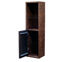 Madi Walnut Burl Cabinet With Textured Wenge Doors And Glass Shelf