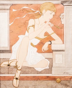 Peinture à l'huile et à l'encre sur toile signée Philippe Henri Noyer