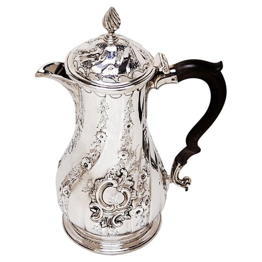 Antique George II Silver Coffee Jug / Georgian Coffee Pot London 1756