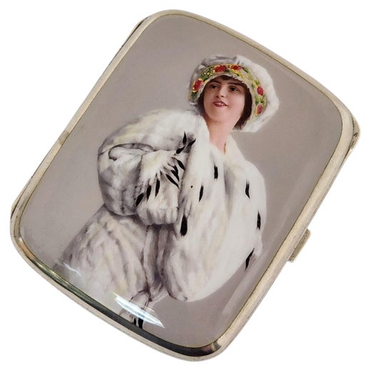 Antique Silver & Enamel Cigarette Case Austro - Hungary c. 1910 Rare Design