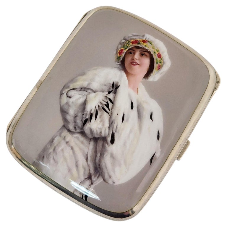 Antique Silver & Enamel Cigarette Case Austro - Hungary c. 1910 Rare Design