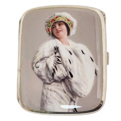 Antique Silver & Enamel Cigarette Case Austro - Hungary c. 1910 Rare Design
