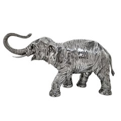Large Antique Solid Silver Model Elephant Figurine Statue Germany c. 1910