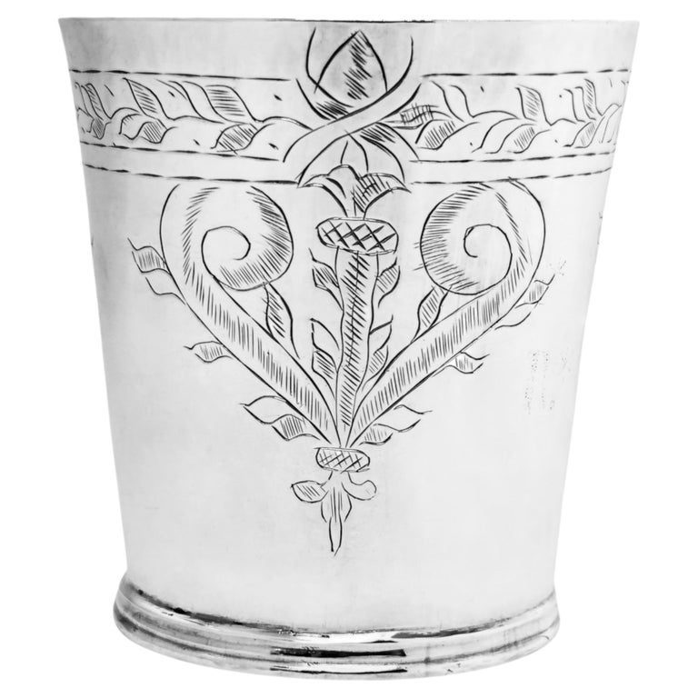 Antique Charles II Sterling Silver Beaker / 17th Century Cup London England 1662