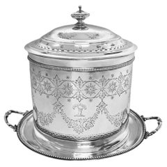 Antike viktorianische Silber-Keksdose / Keksglas, London, England, 1869, Barnards