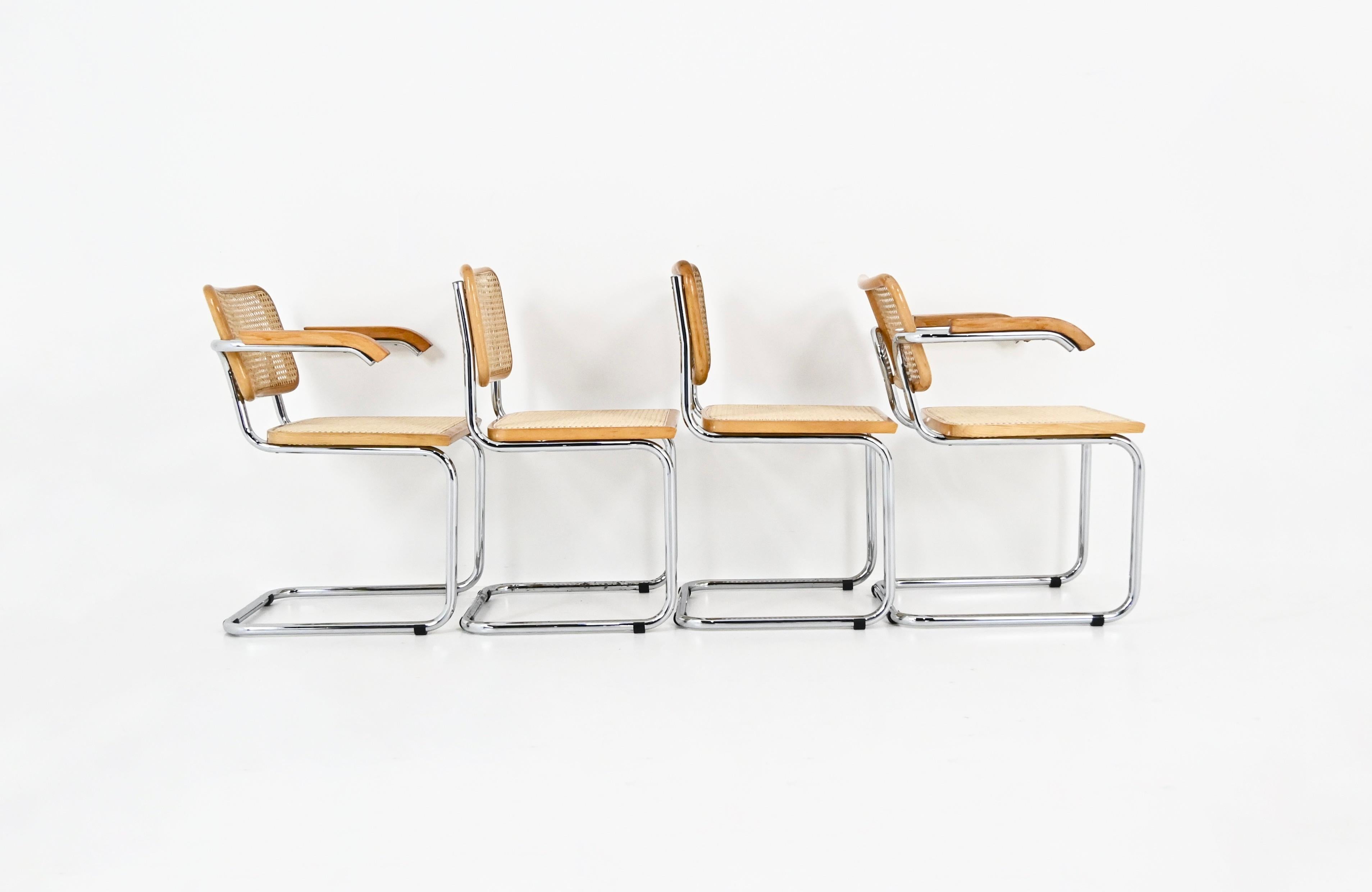 Sedie da pranzo stile B32 di Marcel Breuer, set di 4 pezzi In condizioni buone in vendita a bruxelles, BE