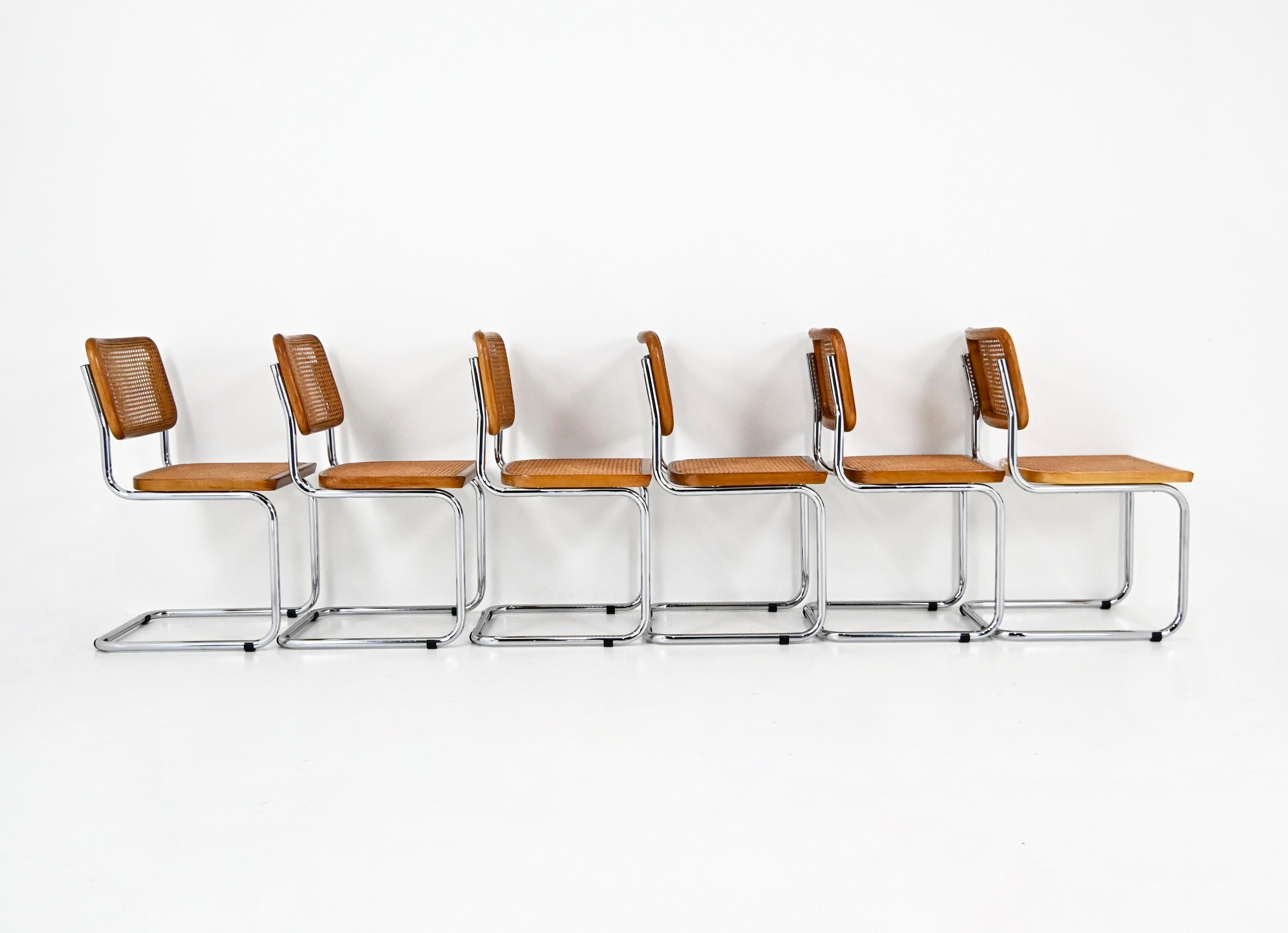 Mid-Century moderno Sedie da pranzo stile B32 di Marcel Breuer, set di 6 pezzi in vendita