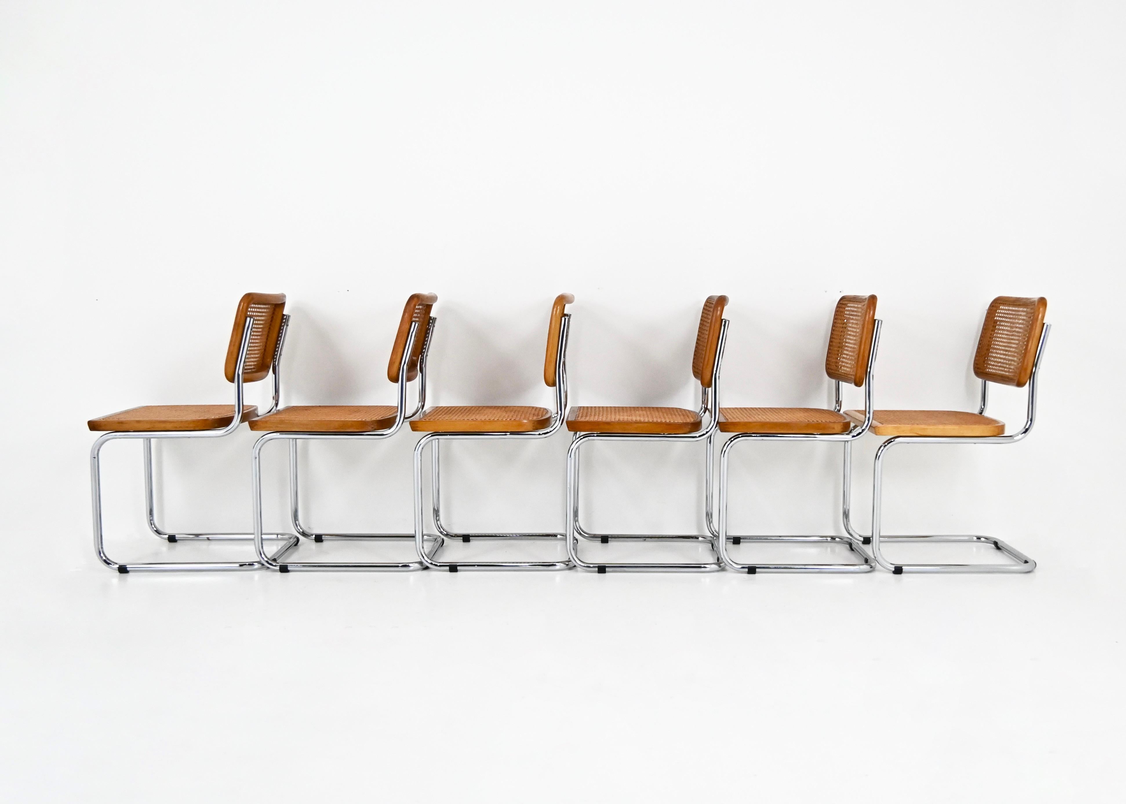 Sedie da pranzo stile B32 di Marcel Breuer, set di 6 pezzi In condizioni buone in vendita a bruxelles, BE