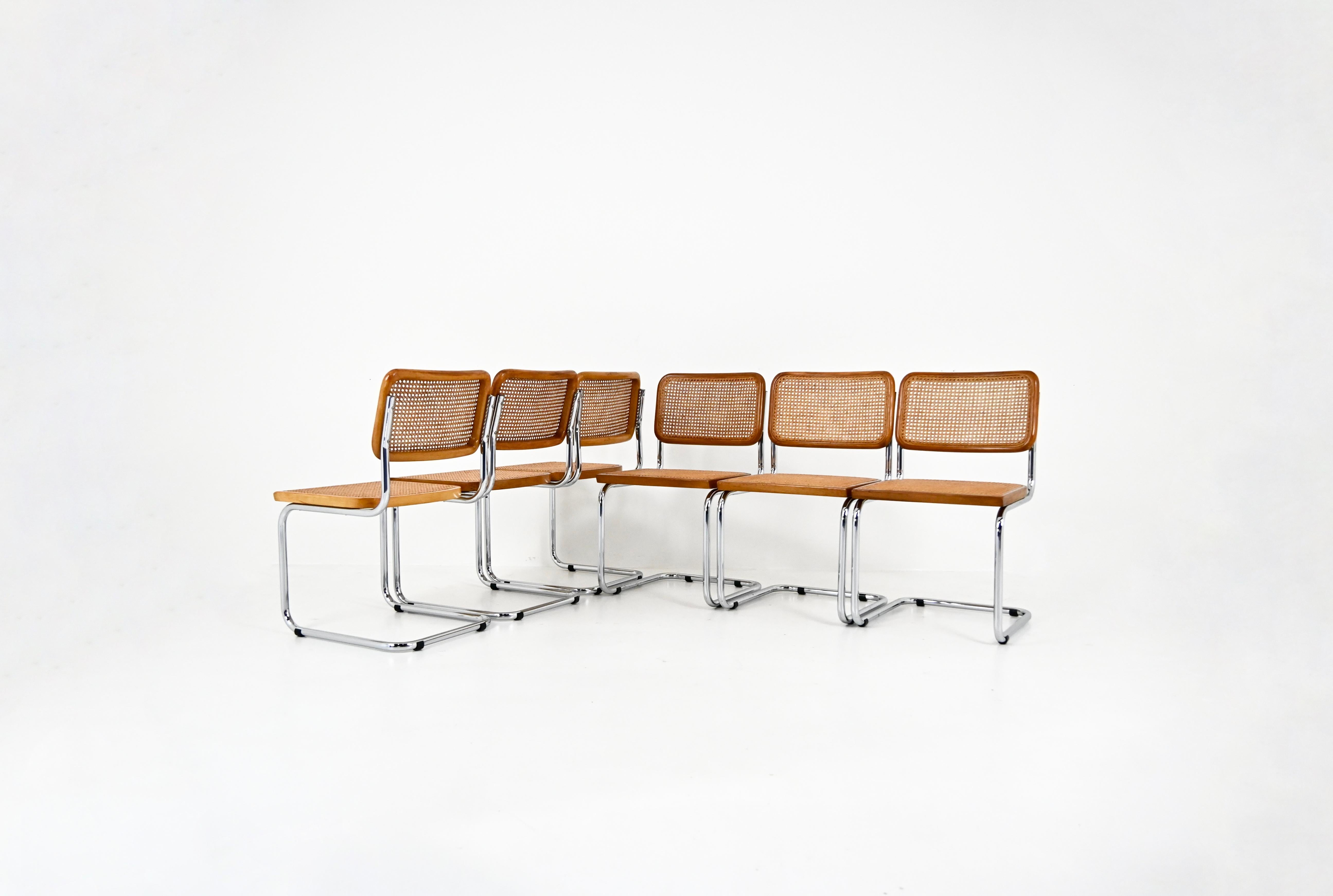 Fine XX secolo Sedie da pranzo stile B32 di Marcel Breuer, set di 6 pezzi in vendita