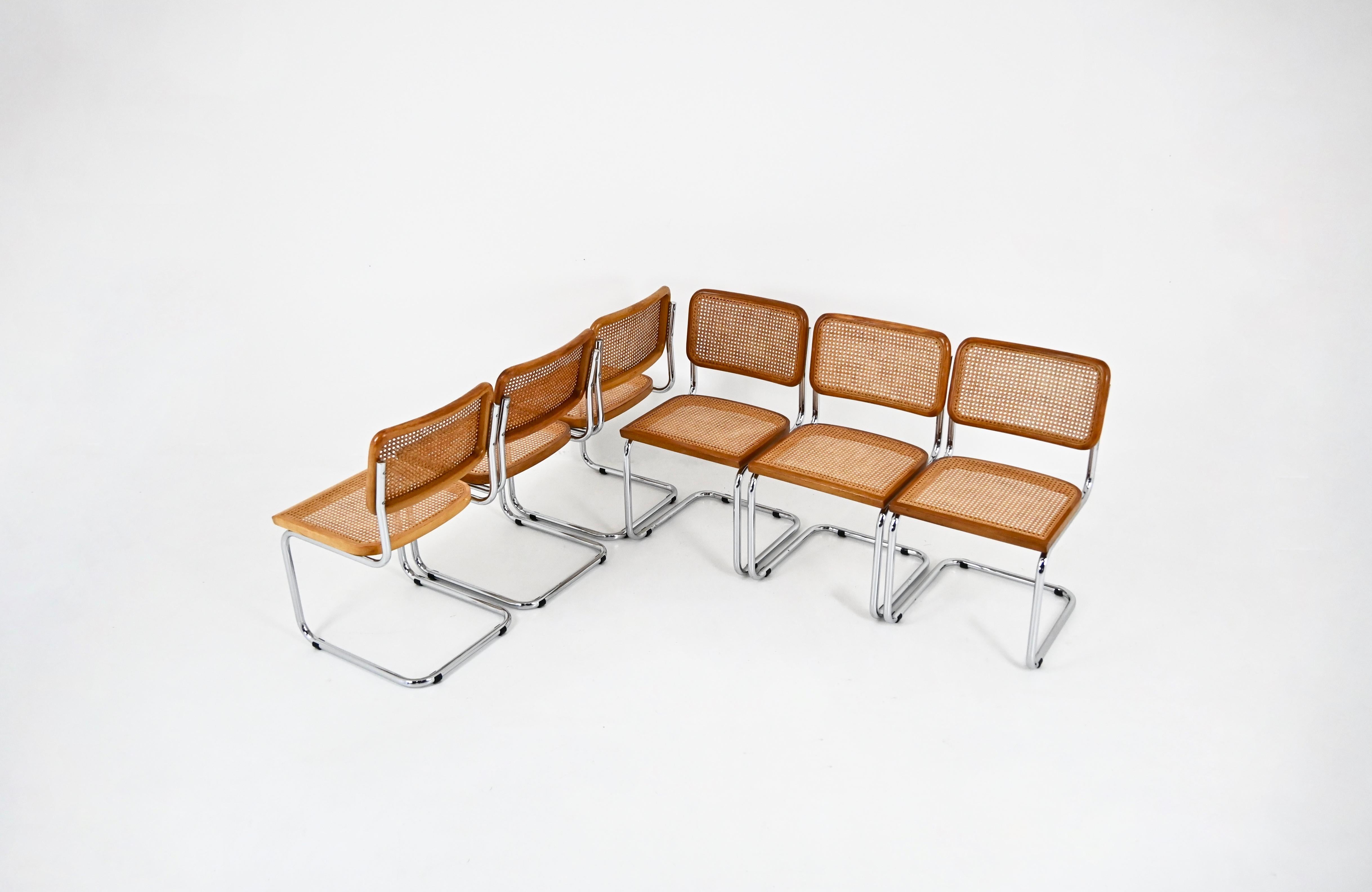 Metallo Sedie da pranzo stile B32 di Marcel Breuer, set di 6 pezzi in vendita