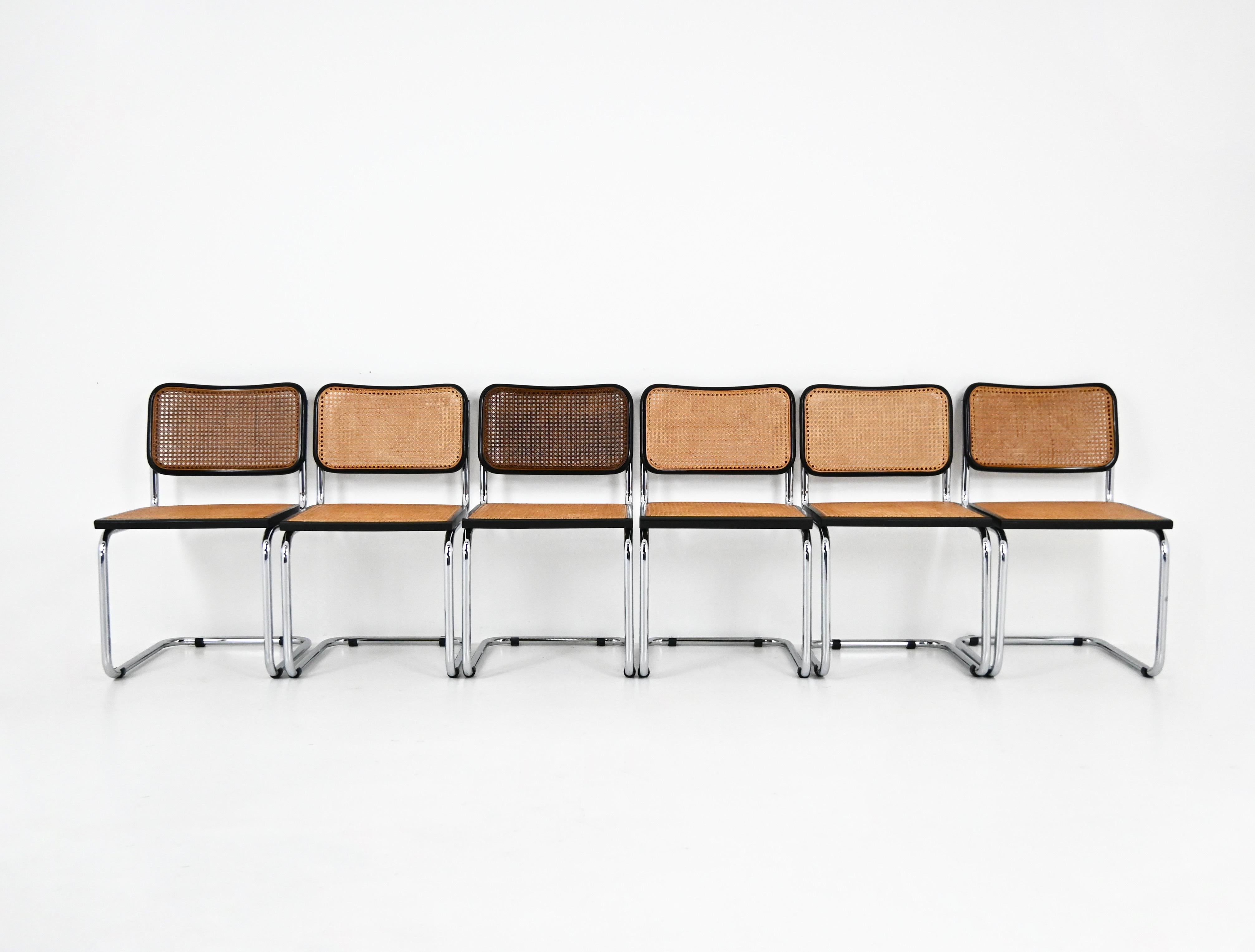Italiano Sedie da pranzo stile B32 di Marcel Breuer, set di 6 pezzi in vendita