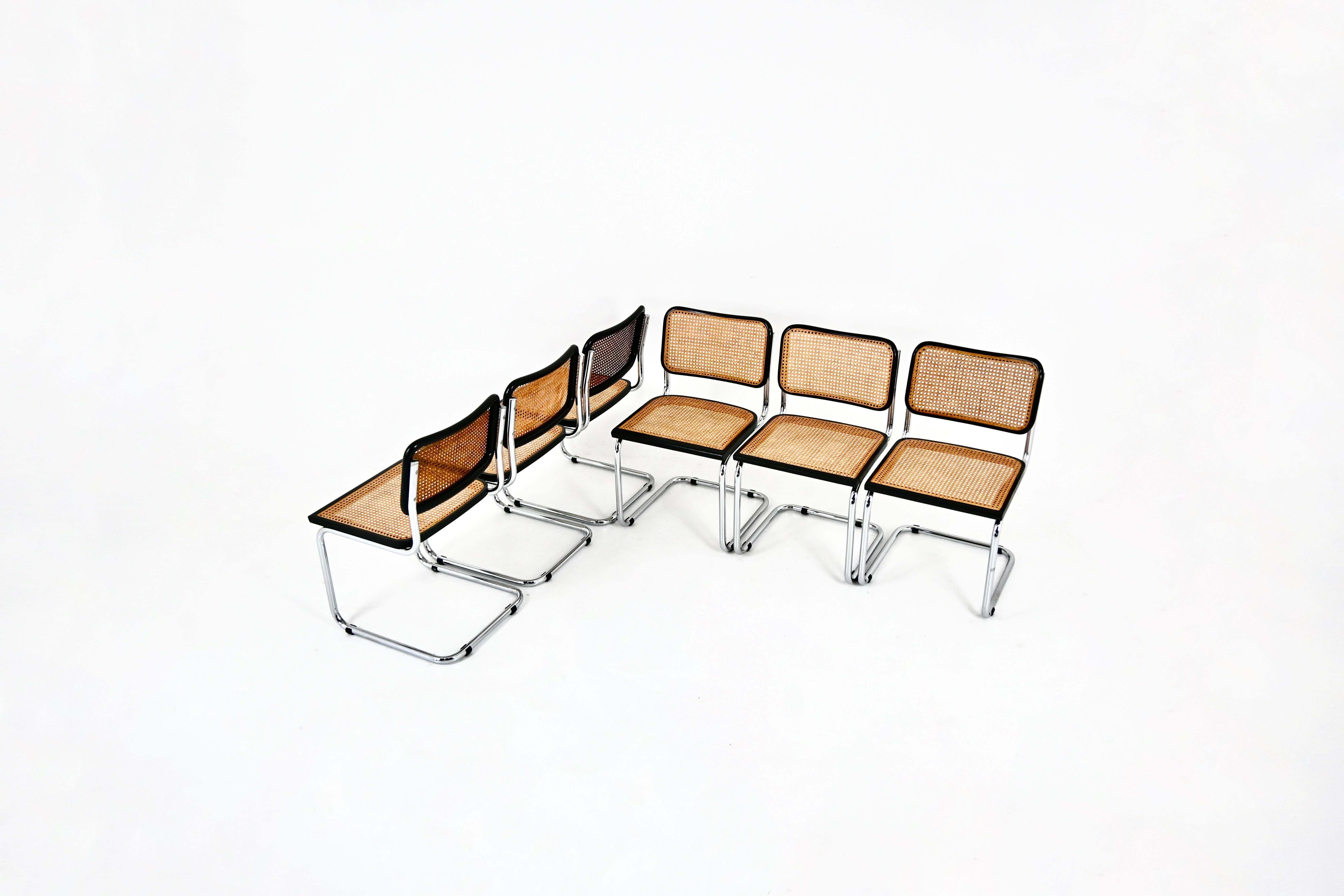 Mid-Century moderno Sedie da pranzo stile B32 di Marcel Breuer, set di 6 pezzi in vendita