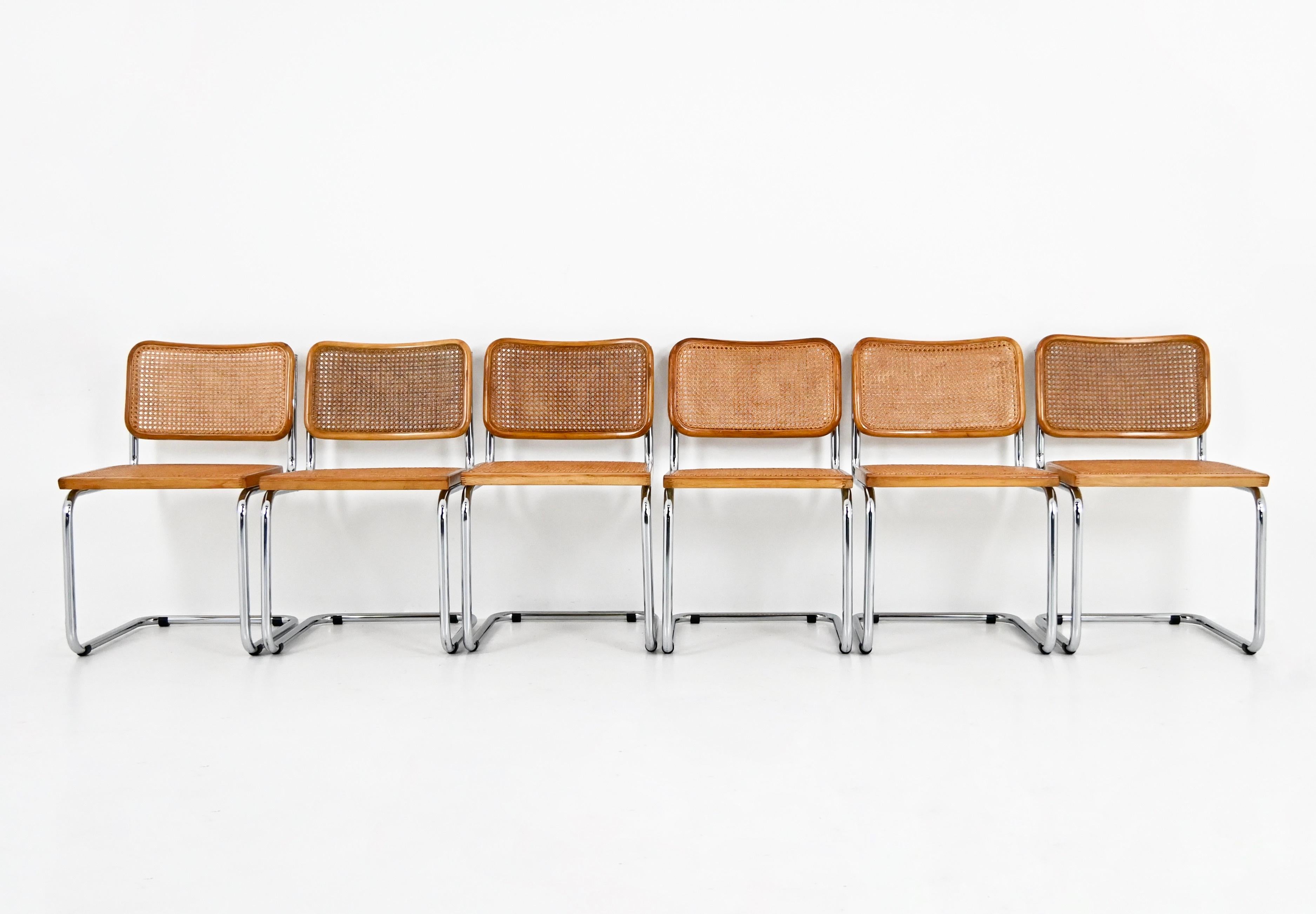 Italian Dining Chairs Style B32 by Marcel Breuer, Set of 6 For Sale