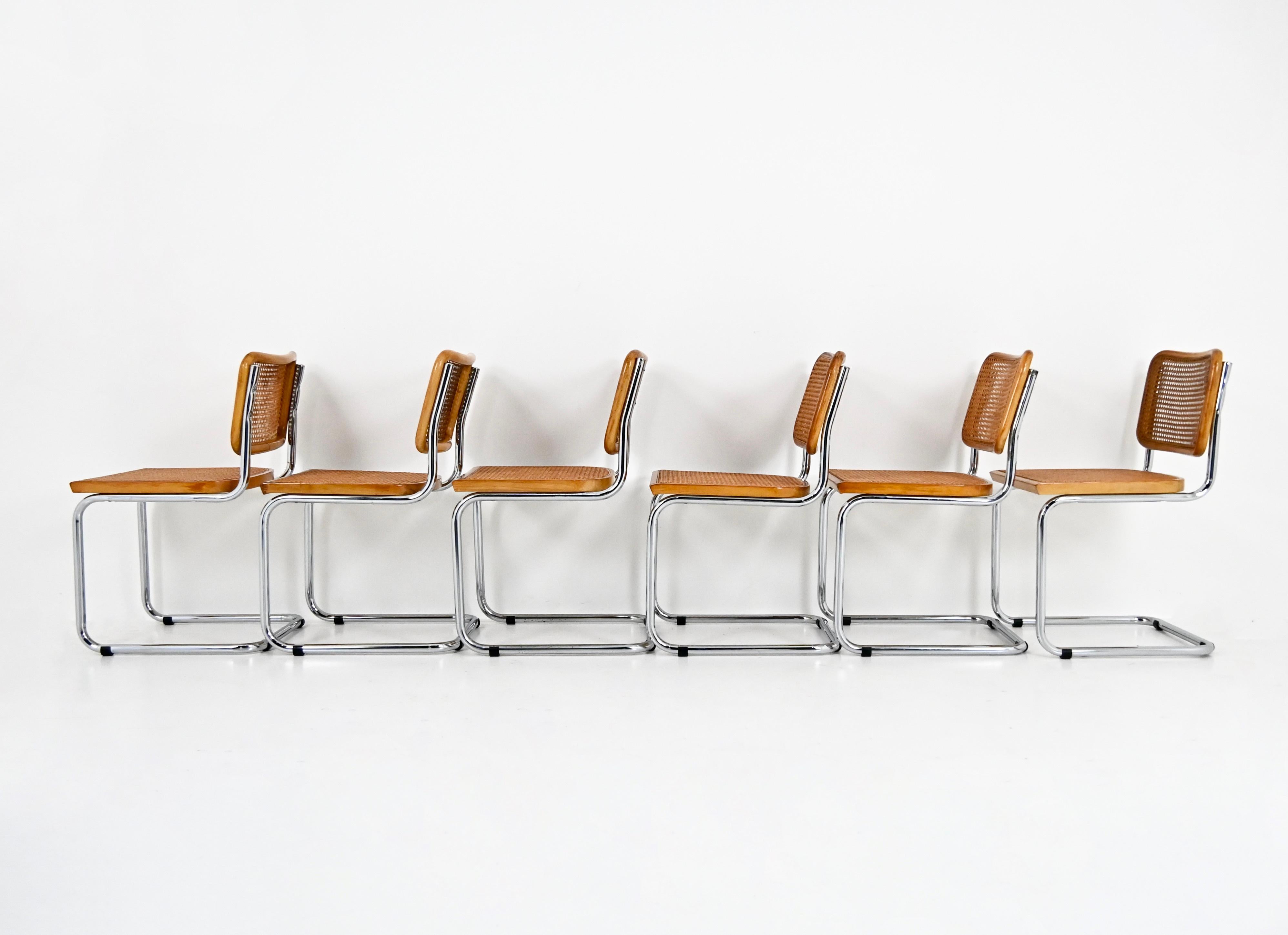 Metal Dining Chairs Style B32 by Marcel Breuer, Set of 6 For Sale