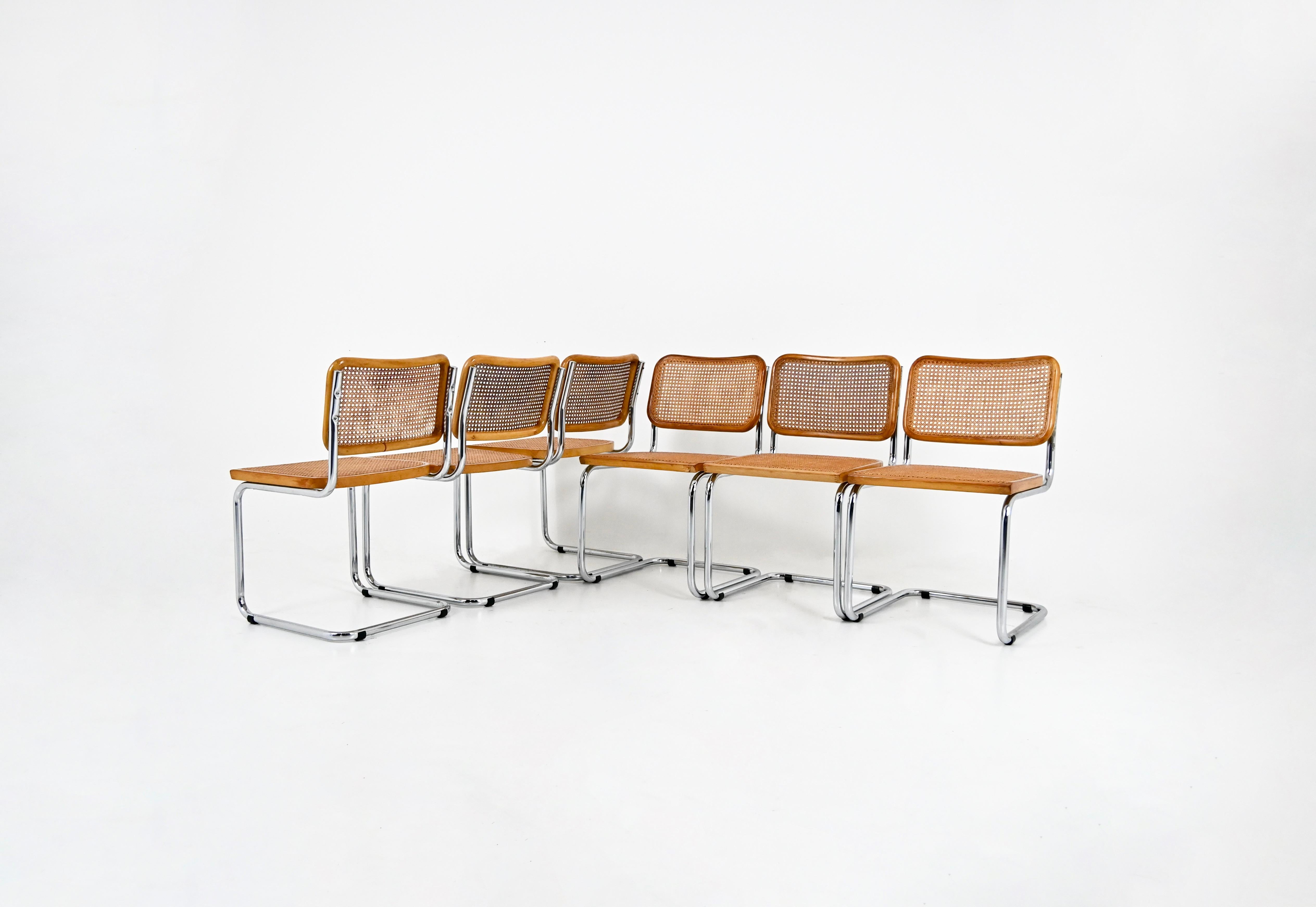 Set of 6 chairs in wood, rattan and metal. Seat height: 46 cm. Wear due to time and age of the chairs.
FOR SHIPPING, REQUEST US FOR RECEIVE THE BEST PRICE