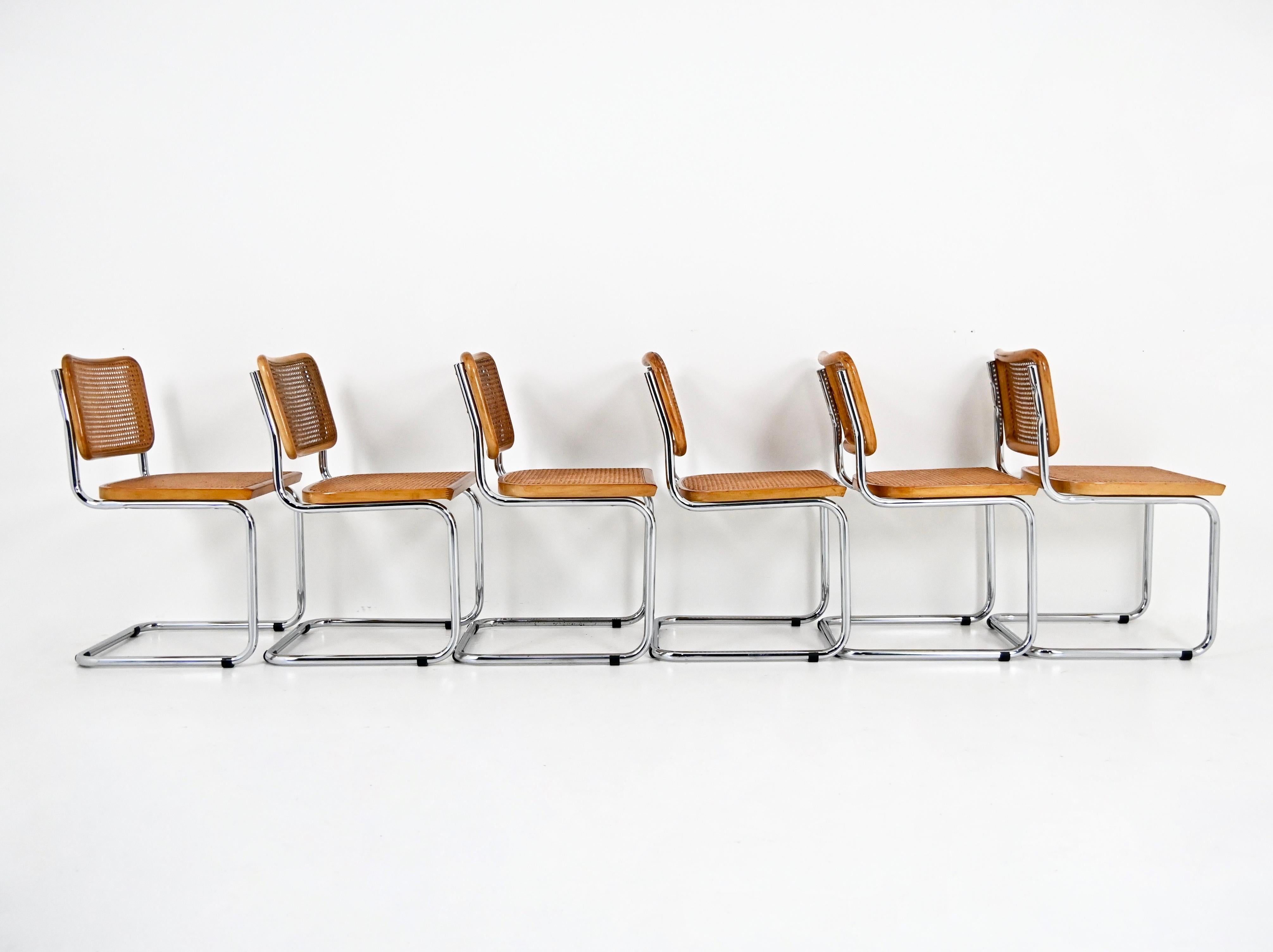 Dining Chairs Style B32 by Marcel Breuer, Set of 6 In Good Condition For Sale In bruxelles, BE