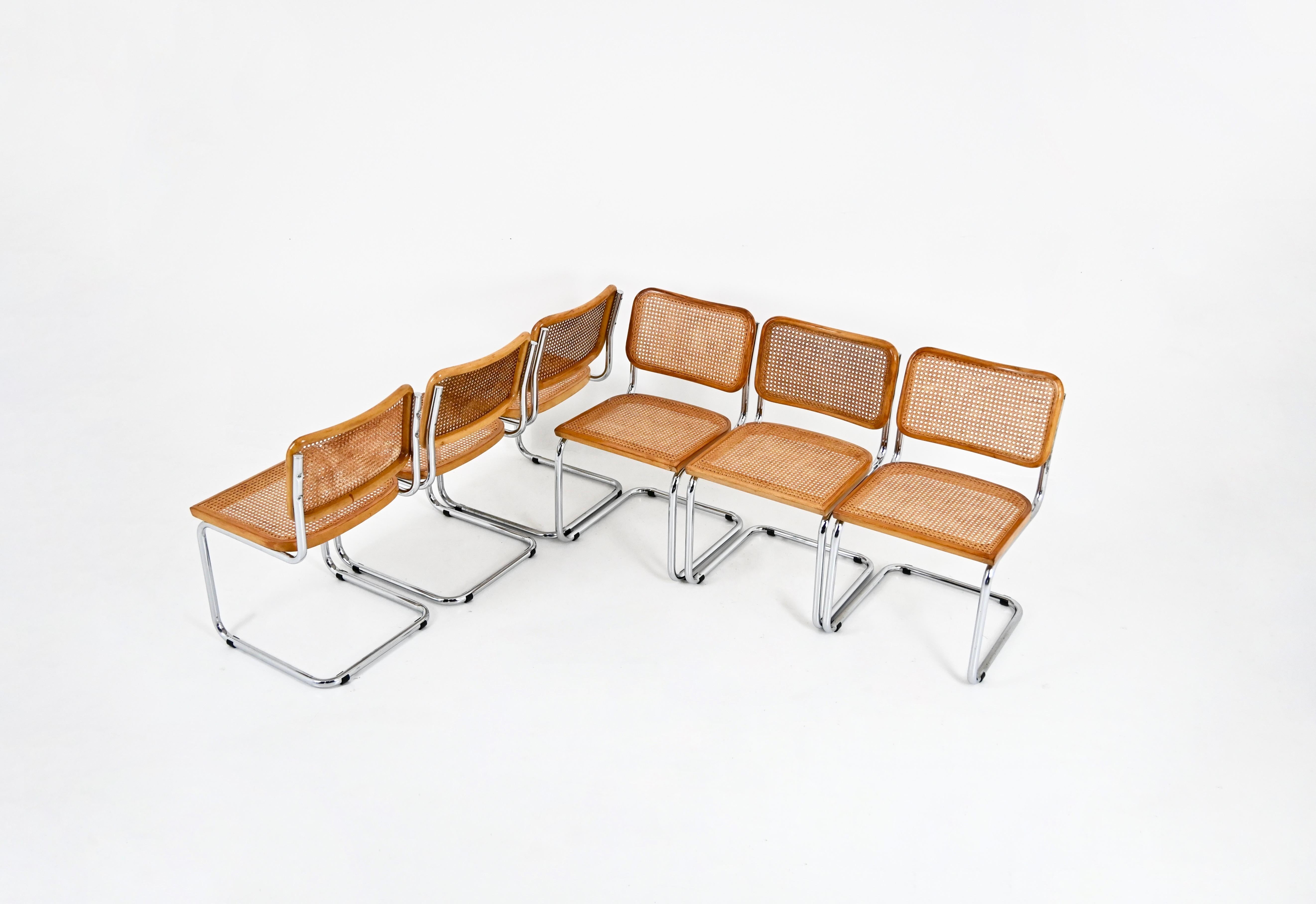 Mid-Century Modern Dining Chairs Style B32 by Marcel Breuer, Set of 6 For Sale