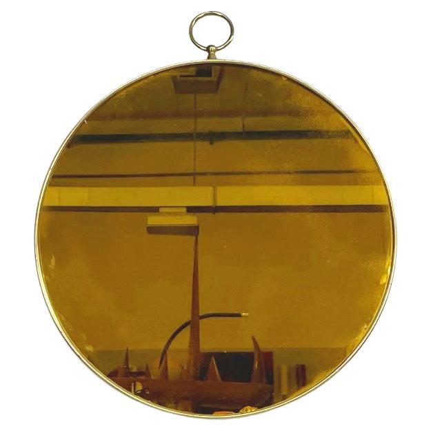 Italian Fornasetti Mid-Century Round Brass Mirror, 1960s