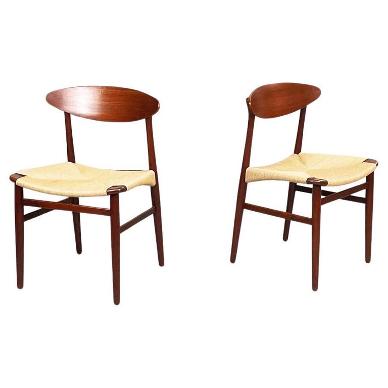 Danish MidCentury Modern Chairs in Rope and Wood, 1960s Sold in Pairs