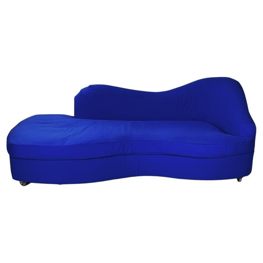 Italian modern rounded sofa in electric blue fabric by Maison Gilardino, 1990s For Sale