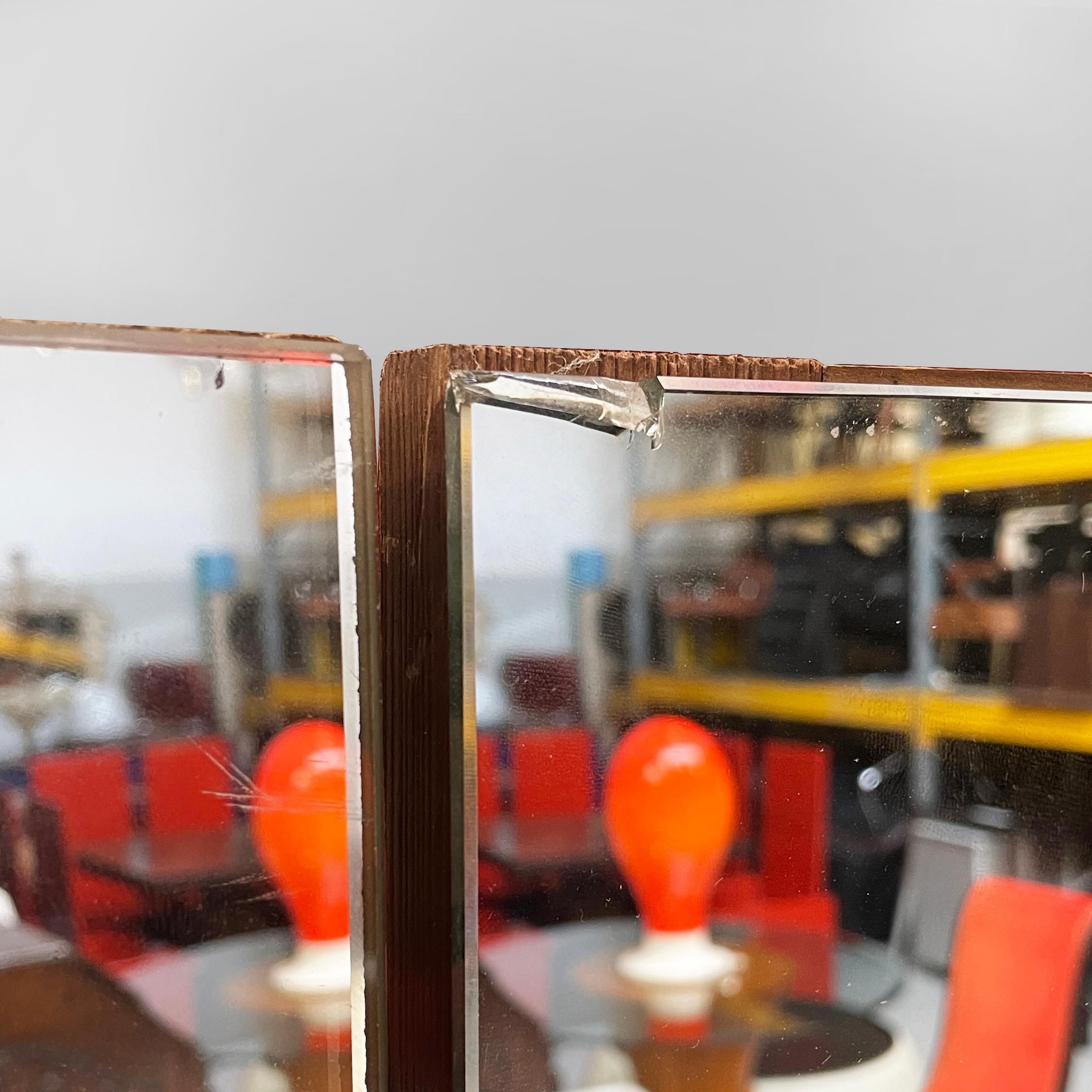 Italian mid-century modern free-standing mirror with three wooden doors, 1960s 1