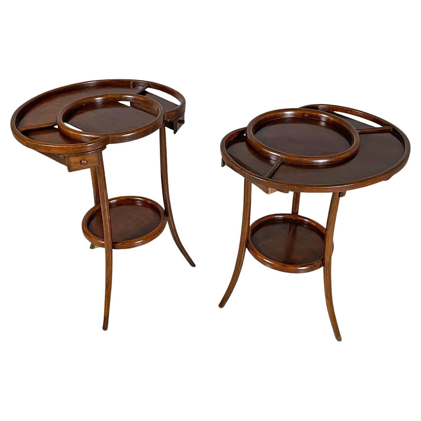 Tables basses italiennes art déco en bois avec plateau sur le dessus, années 1900