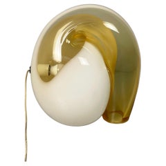 Italian modern yellow and opaline glass table lamp by Gino Vistosi, 1970s