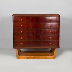 Italian Art Deco chest of drawers in wood and marble, 1930s