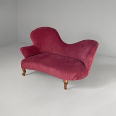 Italian sofa in purple-red velvet and wood, 1930s