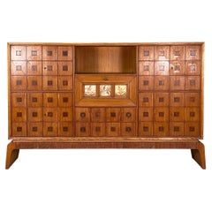 Italian sideboard by Gio Ponti in wood, polychrome decorative tiles, 1930s