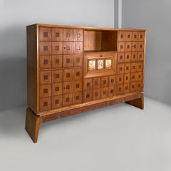 Italian sideboard by Gio Ponti in wood, polychrome decorative tiles, 1930s