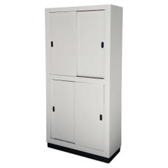 Italian modern wardrobe in light grey and black wood, 1960s
