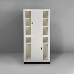 Italian modern wardrobe in light grey and black wood, 1960s