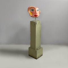 Italian modern head sculpture in terracotta, 1980s