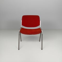 Sedie DSC in tessuto rosso moderno italiano di Giancarlo Piretti per Anonima Castelli, anni '70